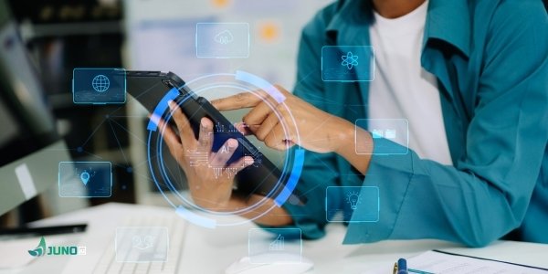 man using chatbot in computer and tablet to experience emotional intelligence ai power